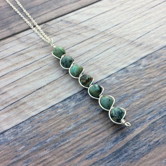 African Turquoise necklace, Sterling Silver, healing jewelry, crystal necklace - Picture 3 of 7